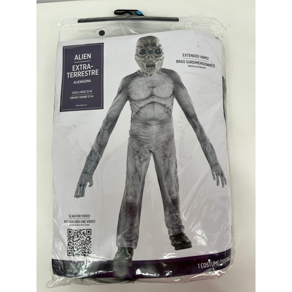 Alien Costume Extra-Terrestrial Extended Arms Child Large 12-14 Halloween Org 50